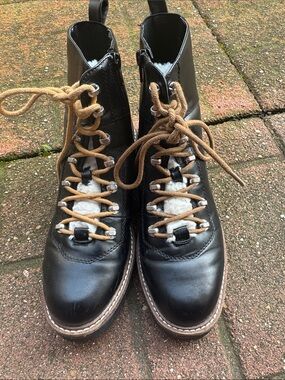 a new day Black Lace-Up Ankle Boots with Tan Laces